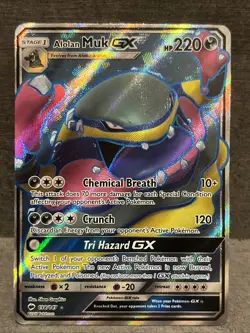 Alolan Muk GX Secret Rare 157/147 Burning Shadows Pokemon Card Mint - Image 1