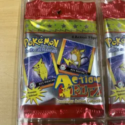 1999 Pokemon Action Flipz 4 SEALED PACKS Premier Edition Lenticular Action - Image 3
