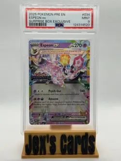 2025 POKEMON PRISMATIC EVOLUTIONS #034 ESPEON EX SURPRISE BOX EXCLUSIVE PSA 9 - Image 1