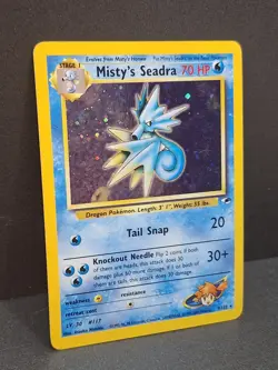 Holo Misty's Seadra Pokemon TCG 9/132 Gym Heroes Unlimited Vintage 2000 WOTC - Image 3