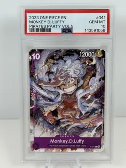 2023 ONE PIECE MONKEY D. LUFFY PIRATE PARTY VOL. 5 PSA 10 Promo P-041 English - Image 1