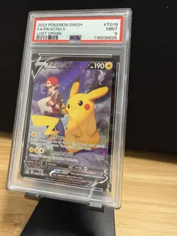 2022 POKEMON SWORD & SHIELD LOST ORIGIN #TG16 FULL ART/PIKACHU V PSA 9 - Image 2