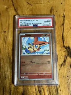 2025 Pokemon SV Black Bolt Victini Reverse Holo Master Ball Rare #012/086 PSA 10 - Image 1