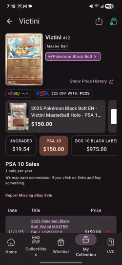 2025 Pokemon Black Bolt Victini 012/086 Master Ball Reverse Holo PSA 10 - Image 4