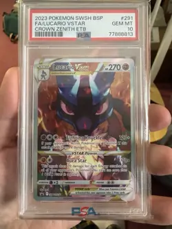 Lucario Vstar SWSH 291 PSA 10 2023 Pokemon Crown Zenith ETB Promo - Image 1