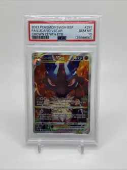 2023 Pokemon SWSH Black Star Promo #291 FA Lucario VSTAR PSA 10 Crown Zenith ETB - Image 1