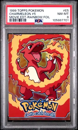 1999 TOPPS POKEMON THE MOVIE EDITION RAINBOW FOIL #E5 CHARMELEON #5 PSA 8 - Image 1