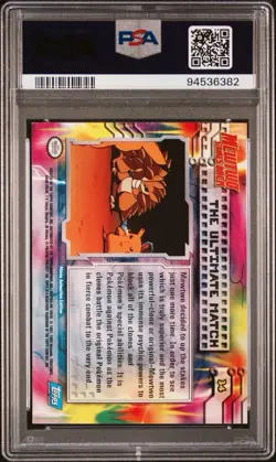 1999 Topps Pokemon Movie Edition # 34 The Ultimate Match Rainbow Foil PSA 7 Card - Image 2