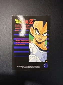 Dragon Ball Z 1999 Artbox JPP/Amada Card - #G-1 Goku - Prism Foil LP - Image 2