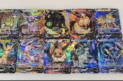 10x Lot Eeveelution Eevee CUSTOM Stained Glass Holographic Shiny Cards - Image 1
