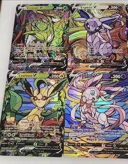10x Lot Eeveelution Eevee CUSTOM Stained Glass Holographic Shiny Cards - Image 3