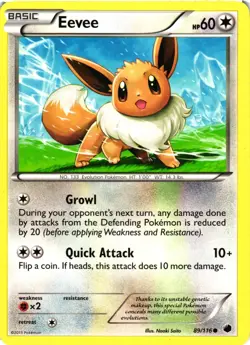 Pokemon TCG Eevee Plasma Freeze 89/116 Regular Common MP - Image 1