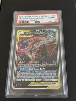 Greninja & Zoroark GX Tag Team 107/214 Unbroken Bonds Pokemon TCG PSA 10 - Image 2