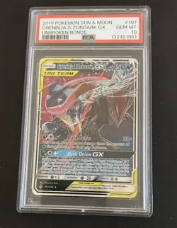 Greninja & Zoroark GX Tag Team 107/214 Unbroken Bonds Pokemon TCG PSA 10 - Image 3