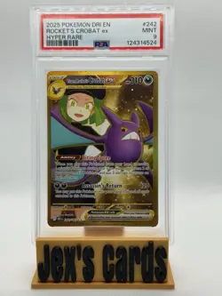 2025 POKEMON DRI EN-DESTINED RIVALS #242 ROCKET'S CROBAT EX HYPER RARE PSA 9 - Image 1
