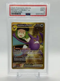 2025 POKEMON DRI EN-DESTINED RIVALS #242 ROCKET'S CROBAT EX HYPER RARE PSA 9 - Image 2