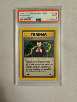 2000 Pokemon - 1st Edition Giovanni Rare Trainer Gym Challenge 104/132 - PSA 9! - Image 1