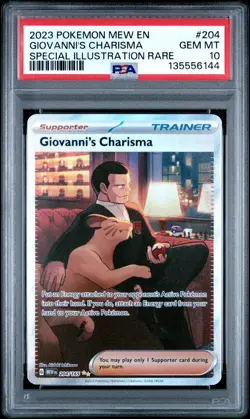 Pokemon Giovanni's Charisma Holo Card Scarlet & Violet 151 204/165 PSA 10 - Image 1