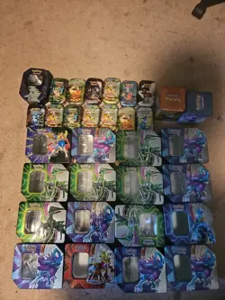 Lot Of 32 Pokemon tins from Different Sets EMPTY TIN ONLY - Image 1