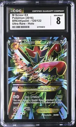 POKEMON XY BREAKPOINT - M SCIZOR EX 120/122 ULTRA RARE HOLO - CGC 8 - Image 1