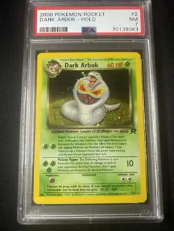 Pokemon 2000 Dark Arbok 2/82 Team Rocket Holo PSA 7 - Image 1