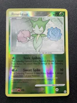 Pokemon Roselia 96/130 Reverse Holo Diamond and Pearl HP / DMG - Image 1