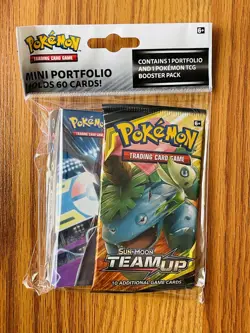 Pokemon Sun & Moon Team Up Mini Portfolio With Booster Pack - NEW - Image 1