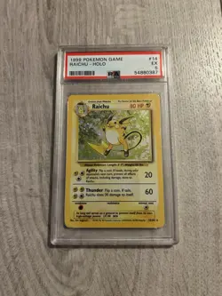1999 Pokemon Card TCG Base Set Raichu PSA 5 Holo Vintage 14/102 - Image 1