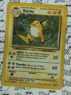 Pokemon TCG Dark Raichu 14/102 - English Base Set Holo Raw Card HP DAMAGED - Image 1