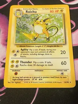 Raichu 14/102 Base Set Holo Pokemon Card Vintage Pokemon TCG WOTC - Image 2