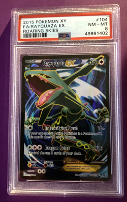 2015 POKEMON XY ROARING SKIES #104 FULL ART/RAYQUAZA EX PSA 8 - Image 1