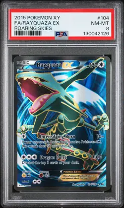 2015 POKEMON XY ROARING SKIES #104 FULL ART/RAYQUAZA EX PSA 8 - Image 1