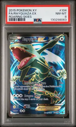 2015 POKEMON XY ROARING SKIES #104 FULL ART/RAYQUAZA EX PSA 8 - Image 1