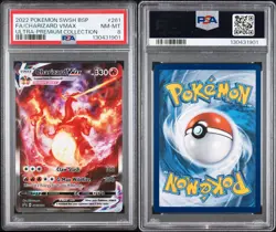 2022 POKEMON TCG SWSH 261 BLACK STAR PROMO CHARIZARD VMAX FULL ART PSA 8 - Image 3