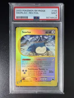 2003 POKEMON PSA 9 SKYRIDGE SNORLAX - REV.FOIL / REVERSE HOLO 100/144 MINT - Image 1
