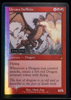 MTG Magic Serialized Utvara Hellkite #48 Ravnica Remastered Serial Numbered LP+ - Image 1