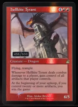 MTG Magic Serialized Hellkite Tyrant #456 Ravnica Remastered Serial Numbered LP+ - Image 1