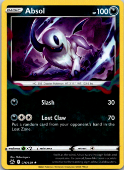 Absol - 076/159 - Pokemon TCG Crown Zenith (2023) - NM - Reverse Holo Rare - Image 1