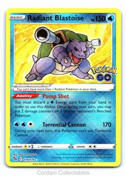 Radiant Blastoise 018/078 - Pokemon GO - Pokemon Card - Near Mint - Image 1