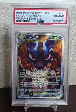 Lucario Vstar Alt Art Promo PSA 10 Pokemon Crown Zenith SWSH291 - Image 1