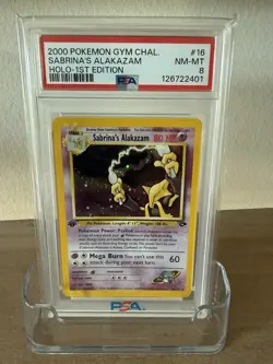 2000 POKEMON GYM CHAL. SABRINA'S ALAKAZAM HOLO- 1ST EDITION PSA 8 - Image 1