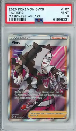 2020 Pokemon Darkness Ablaze Piers Full Art #187 PSA 9 MINT - Image 1