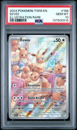 Pokemon Eevee 188/167 Illustration Rare Twilight Masquerade 188 GEM MINT PSA 10 - Image 1