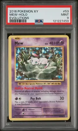 2016 Pokemon Evolutions Mew Holo #53 PSA 9 MINT - Image 1