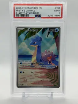 2025 POKEMON DRI EN-DESTINED RIVALS #194 MISTY'S LAPRAS ILLUSTRATION RARE PSA 9 - Image 2