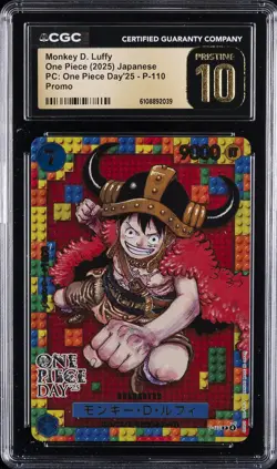 2025 PC: ONE PIECE DAY '25 JPN PROMO #P-110 MONKEY D. LUFFY CGC 10 PERFECT - Image 1