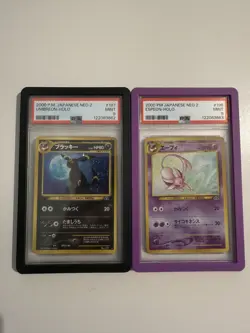 Espeon #196 & Umbreon #197 Neo 2 Discovery Pokemon 2000 JPN - PSA 9 sequential - Image 1