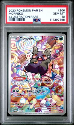 2023 POKEMON PAR EN-PARADOX RIFT ILLUSTRATION RARE #206 MORPEKO PSA 10 - Image 1