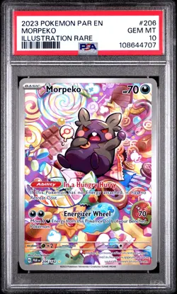 2023 POKEMON PAR EN-PARADOX RIFT ILLUSTRATION RARE #206 MORPEKO PSA 10 - Image 1