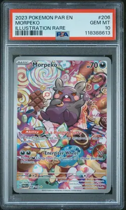 2023 POKEMON PAR EN-PARADOX RIFT ILLUSTRATION RARE #206 MORPEKO PSA 10 - Image 1